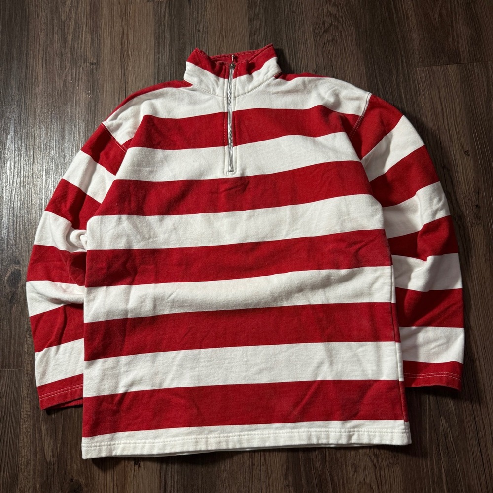 Coyote‎ Quarter Zip Striped Pullover Top - Red & White - Men's Medium